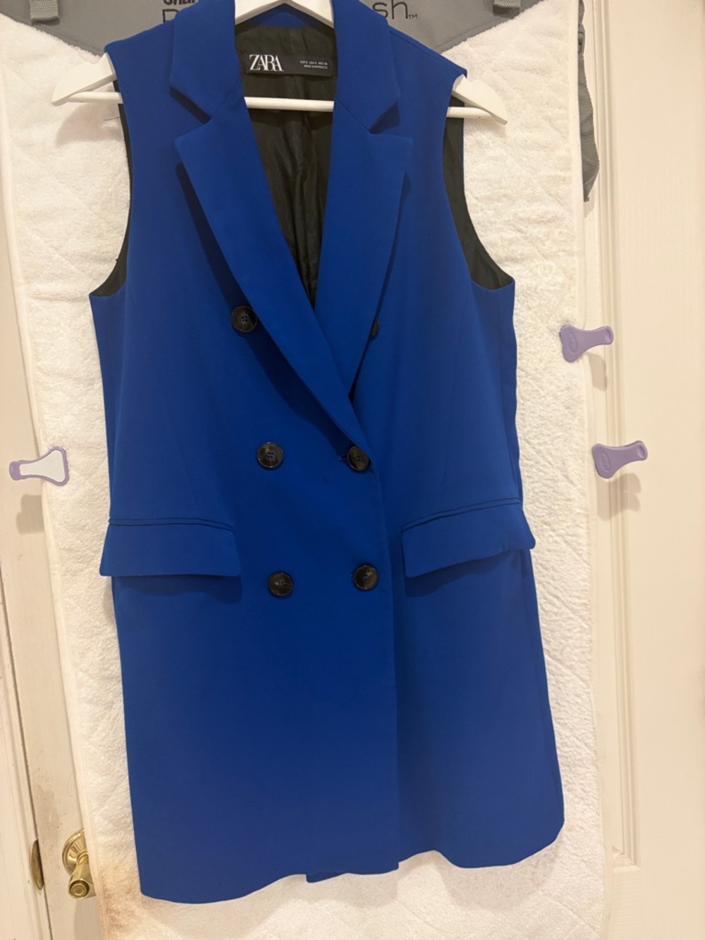 Zara Cobalt Blue Double-Breasted Sleeveless Blazer Dress